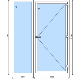 Baugruppe aus feststehendem Fenster + Eingangstür